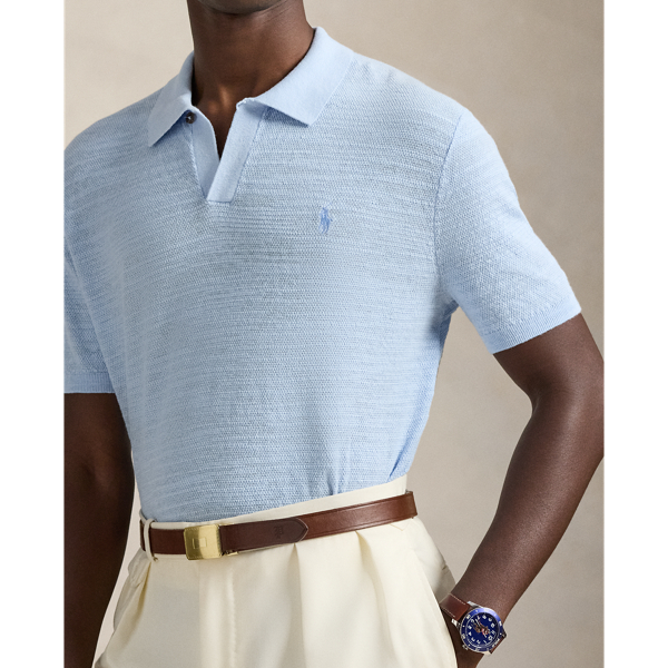 Office Blue/White Cotton-Linen Polo-Collar Sweater Polo Ralph Lauren 6