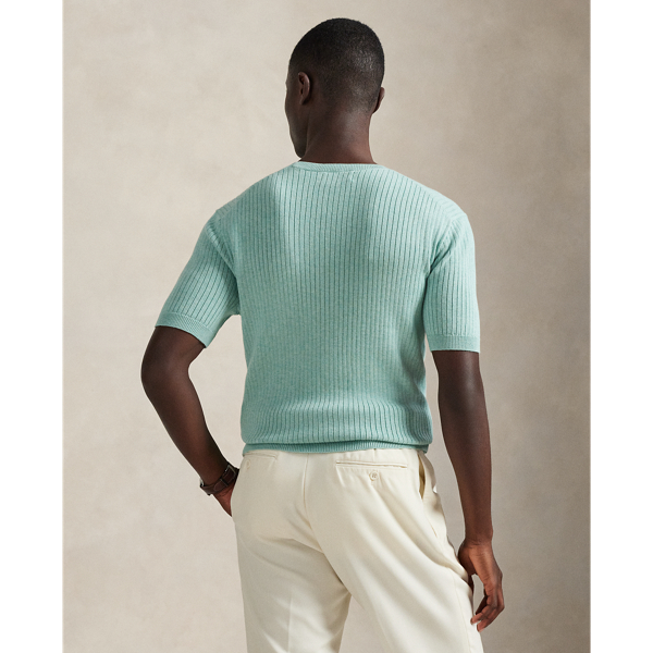 Green Swallow Heather Rib-Knit Cotton Short Sleeve Jumper Polo Ralph Lauren 5