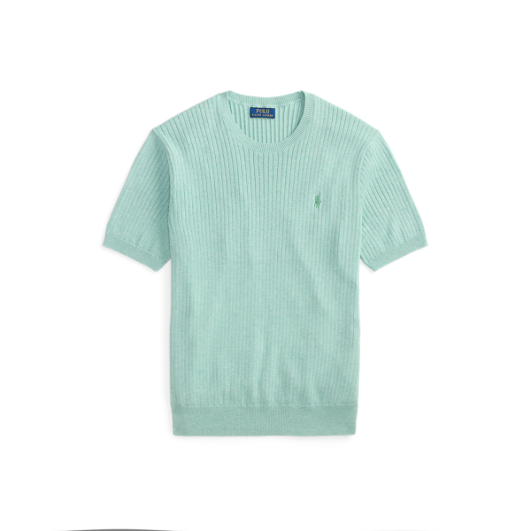 Green Swallow Heather Rib-Knit Cotton Short Sleeve Jumper Polo Ralph Lauren 2