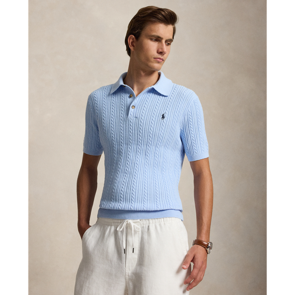 Cable-Knit Cotton Polo Jumper