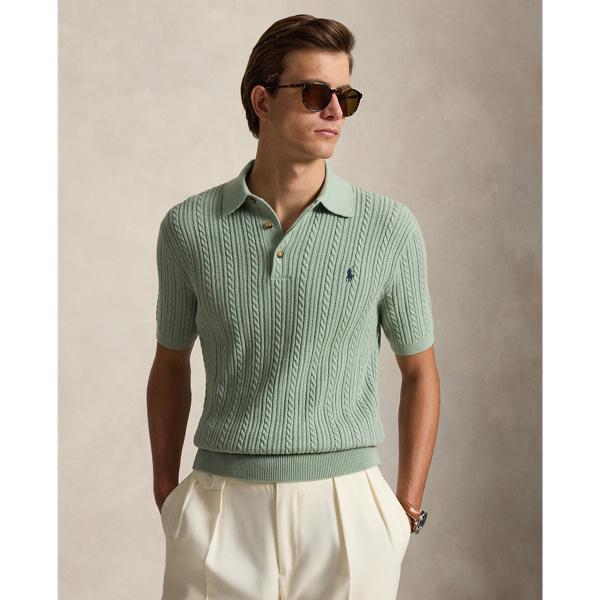 Cable-Knit Cotton Polo Jumper