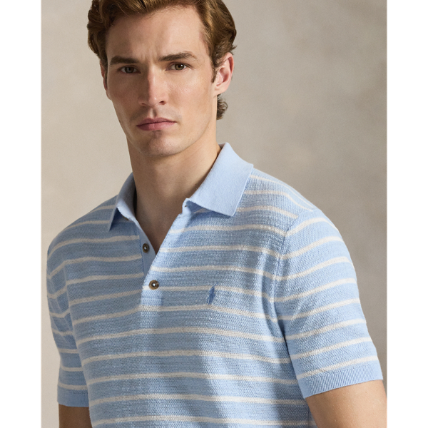 Office Blue Combo Striped Cotton-Linen Polo Sweater Polo Ralph Lauren 6