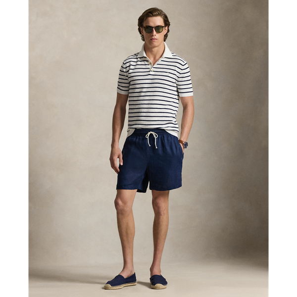 Polo Ralph Lauren 스트라이프 코튼 리넨 폴로 칼라 스웨터 덱워시 화이트 콤보 4