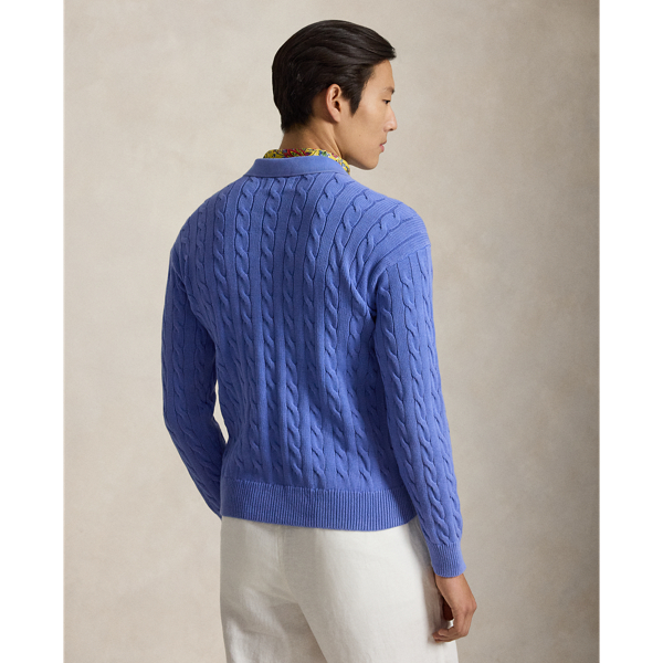 Maidstone Blue Relaxed Fit Cable-Knit Cotton Jumper Polo Ralph Lauren 4