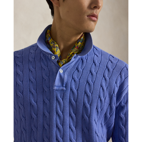 Maidstone Blue Relaxed Fit Cable-Knit Cotton Jumper Polo Ralph Lauren 5