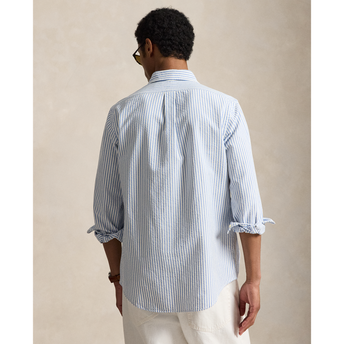 Polo Ralph Lauren Рубашки Ralph Lauren Classic Fit Seersucker Oxford, цвет: Белый / Синий — фото 2