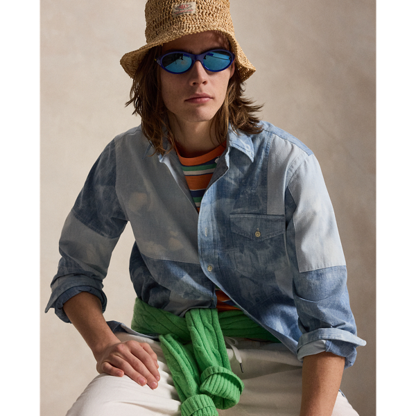 Classic Fit Patchwork Chambray Shirt