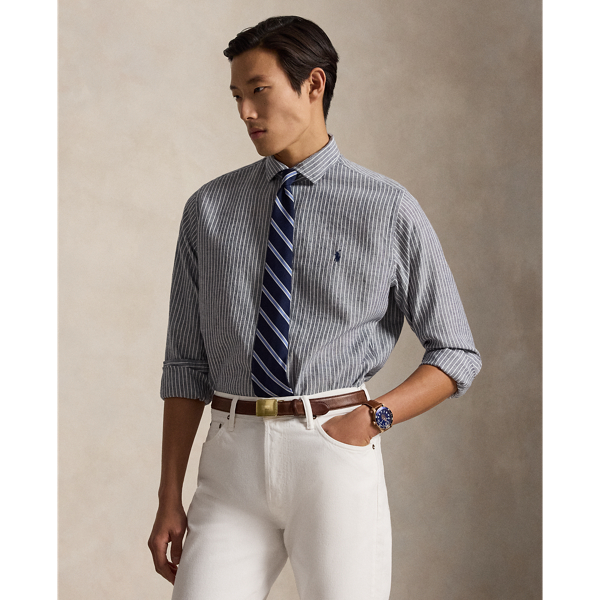 Polo Ralph Lauren 클래식핏 스트라이프 시어서커 셔츠 뉴포트 네이비 화이트 7