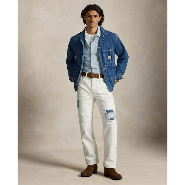 Blue White Relaxed Fit Oxford Camp Shirt Polo Ralph Lauren 4