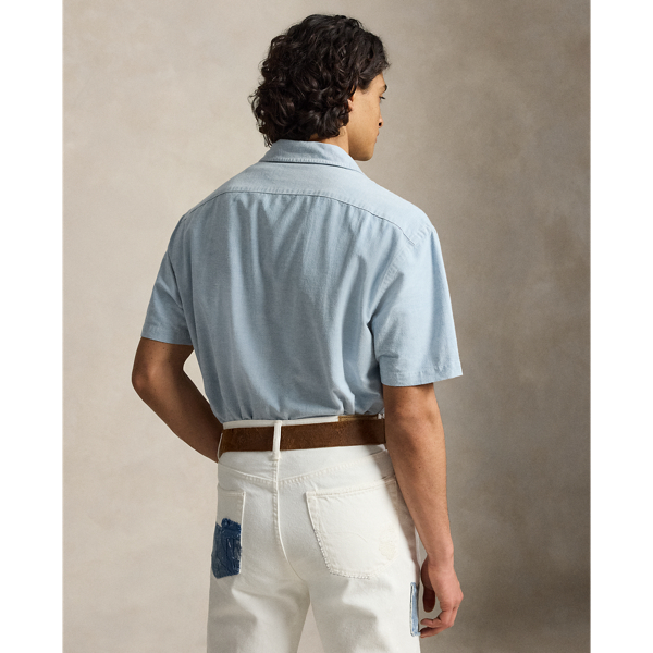 Blue White Relaxed Fit Oxford Camp Shirt Polo Ralph Lauren 5