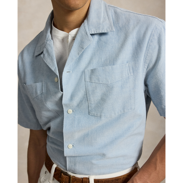 Blue White Relaxed Fit Oxford Camp Shirt Polo Ralph Lauren 6