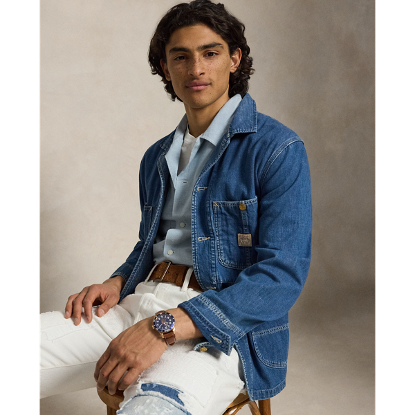 Blue White Relaxed Fit Oxford Camp Shirt Polo Ralph Lauren 7