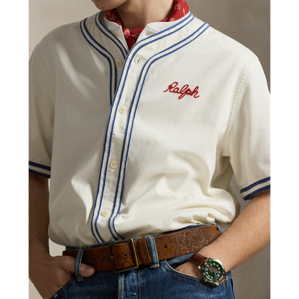 Classic-Fit Baseballhemd Polo Ralph Lauren in Warmes Wei&szlig;/Blau 6