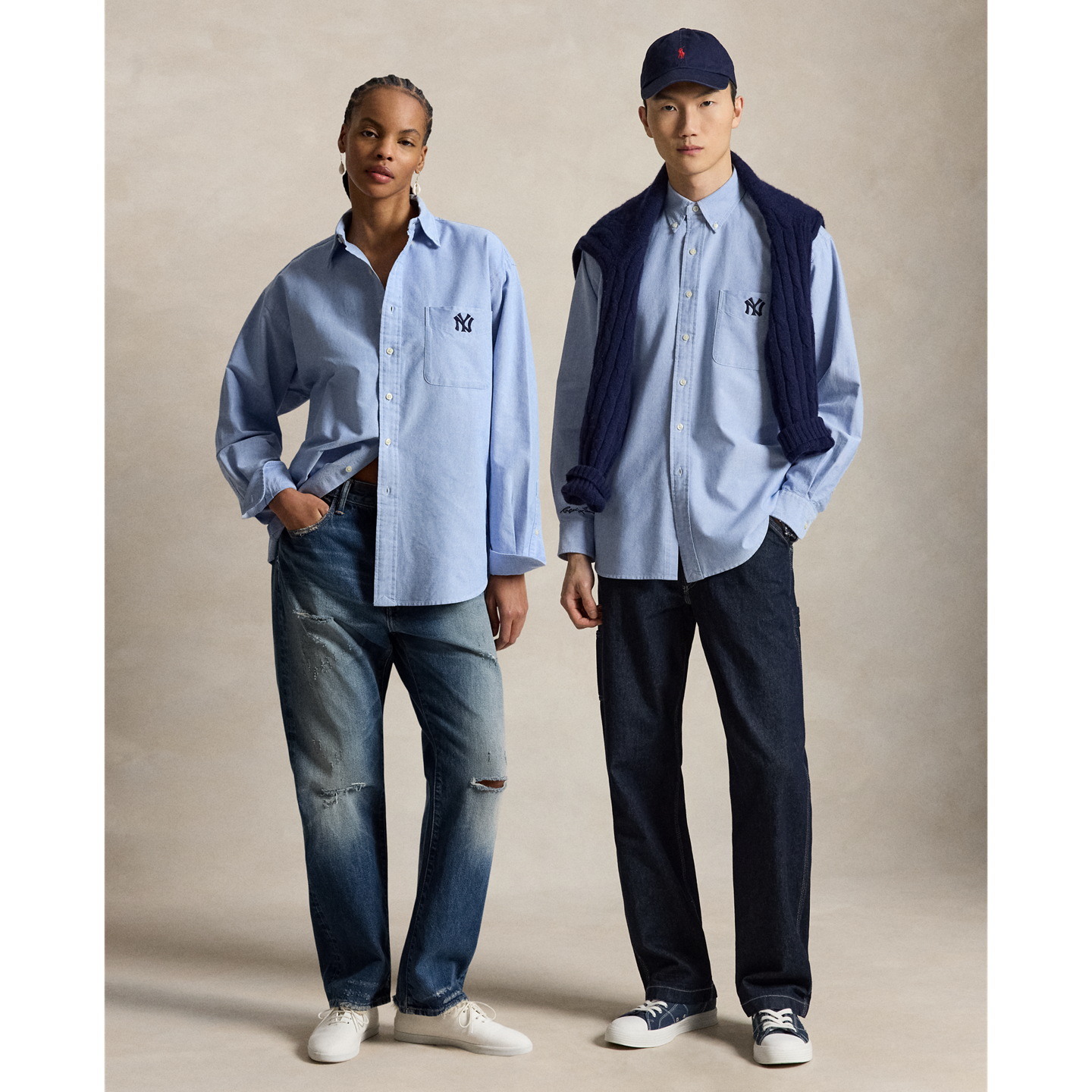 Мужские рубашки Polo Ralph Lauren Yankees Oxford, цвет: Синий — фото 5