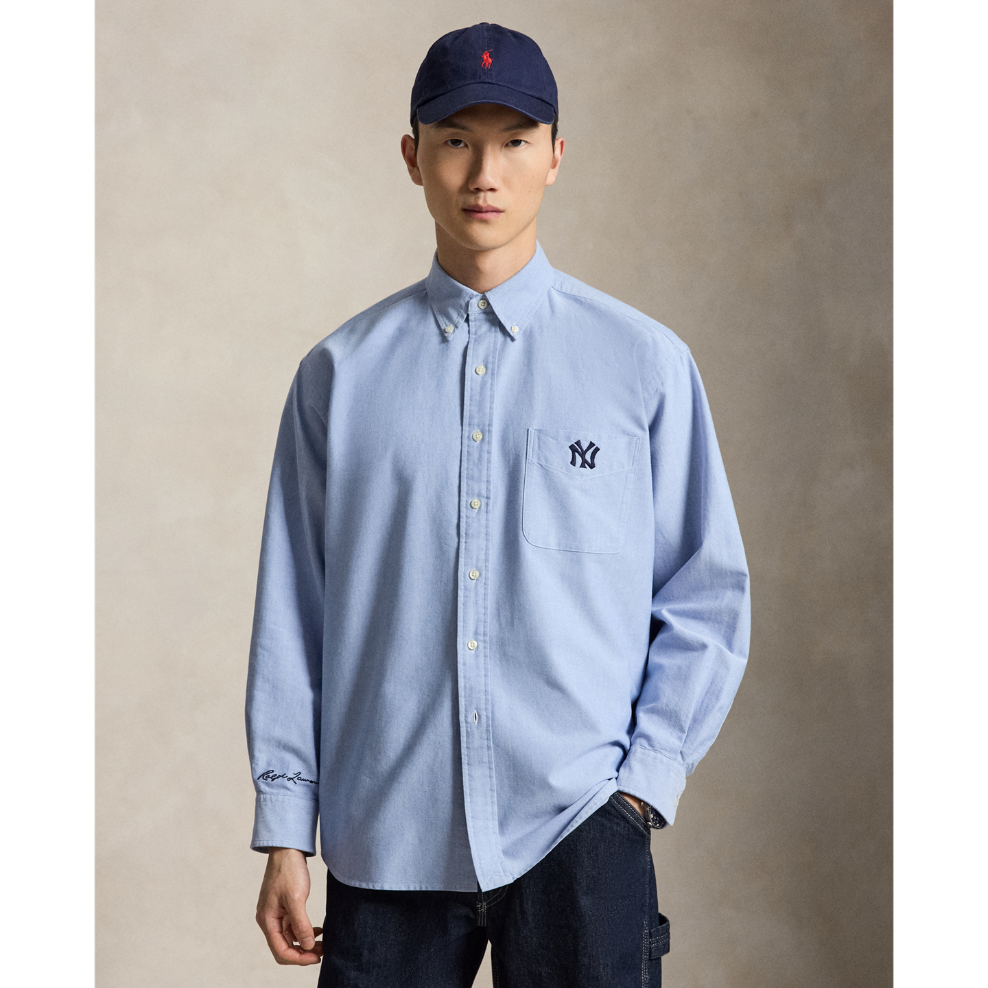 Мужские рубашки Polo Ralph Lauren Yankees Oxford, цвет: Синий — фото 1