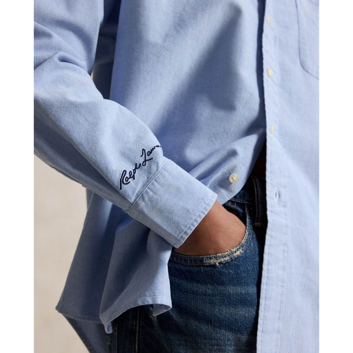 Мужские рубашки Polo Ralph Lauren Yankees Oxford, цвет: Синий — фото 4
