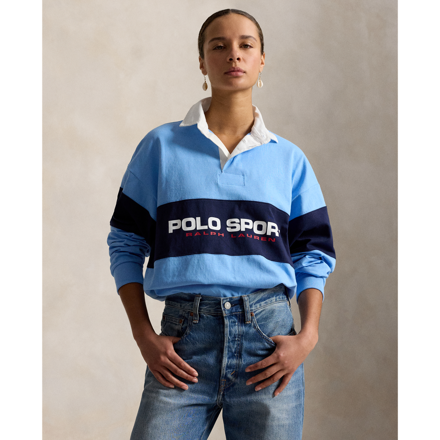 Мужская рубашка Ralph Lauren Big Fit Polo Sport Rugby, цвет: Синий / Тёмно-синий — фото 3