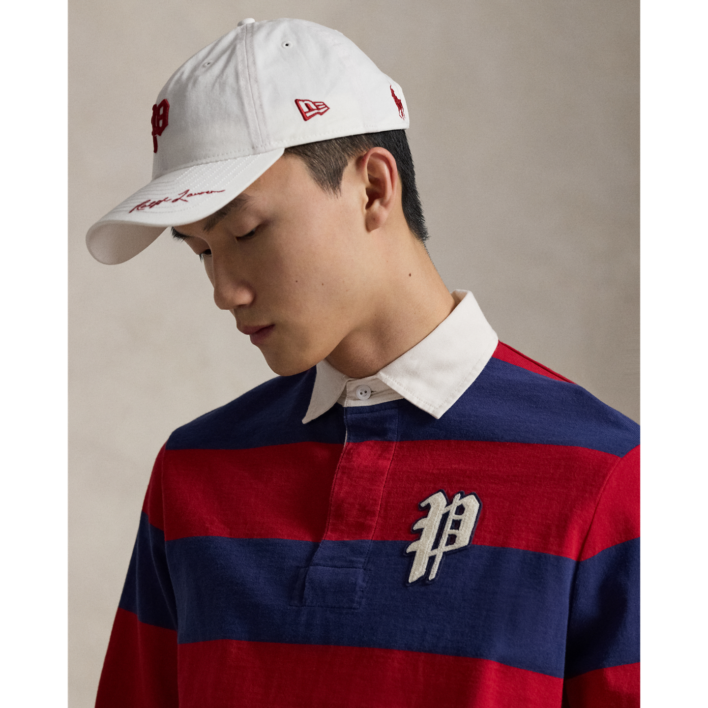 Мужские рубашки Polo Ralph Lauren Phillies Rugby, цвет: Красный / Кобальтовый — фото 4