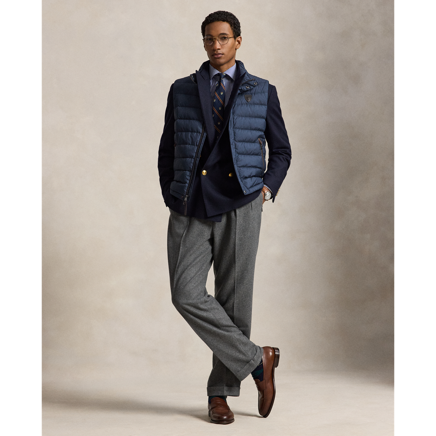 Мужской жилет Ralph Lauren The Mayhew Matte Down, цвет: Тёмно-синий — фото 1