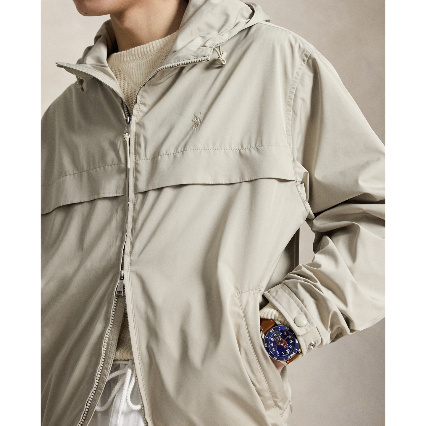 Мужская куртка Ralph Lauren The Glenmoor Hooded, цвет: Серо-бежевый — фото 3