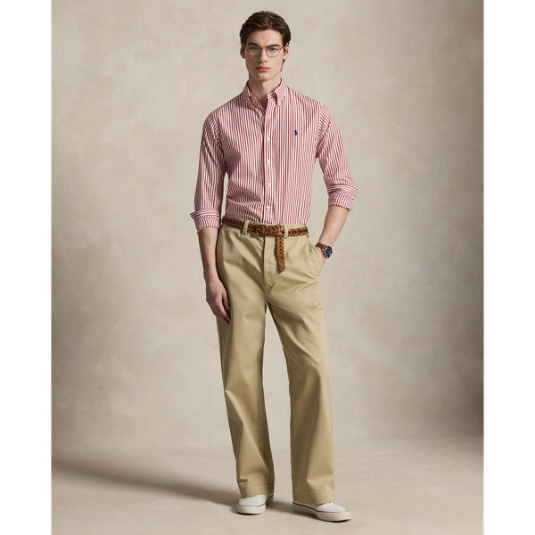 Camisa de popelina con rayas Custom Fit Polo Ralph Lauren en Blanco/rojo Bristol 4