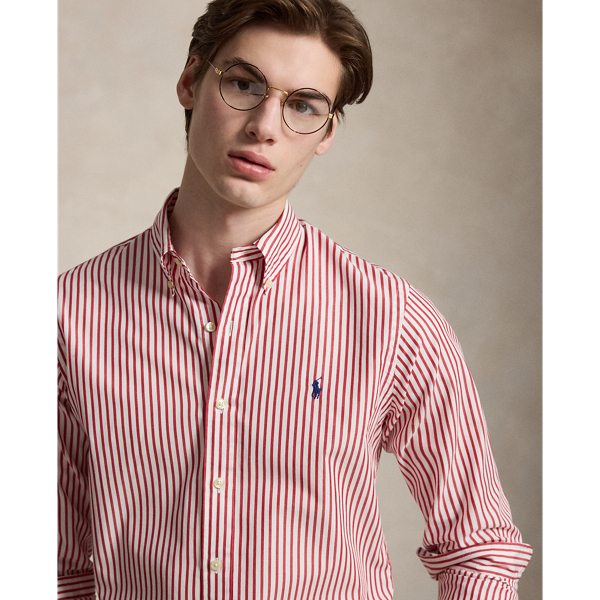 Camisa de popelina con rayas Custom Fit Polo Ralph Lauren en Blanco/rojo Bristol 6