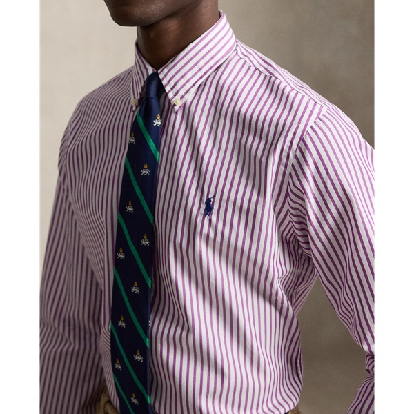 Camisa de popelina con rayas Custom Fit Polo Ralph Lauren en Blanco/amanecer morado 6