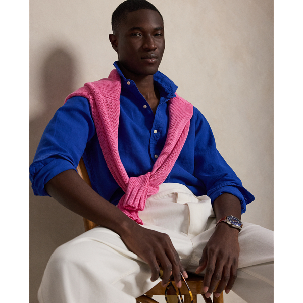 Pacific Royal Custom Fit Slub Linen Shirt Polo Ralph Lauren 7
