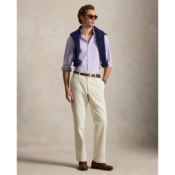 Powder Purple White Custom Fit Striped Poplin Shirt Polo Ralph Lauren 4