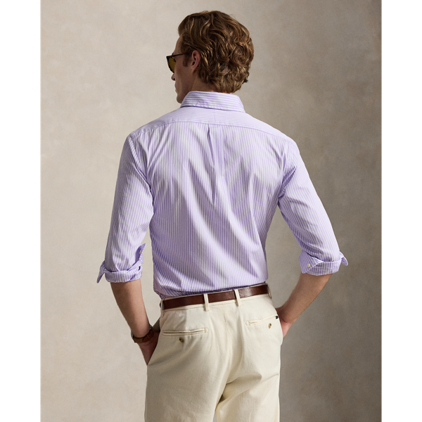 Powder Purple White Custom Fit Striped Poplin Shirt Polo Ralph Lauren 5