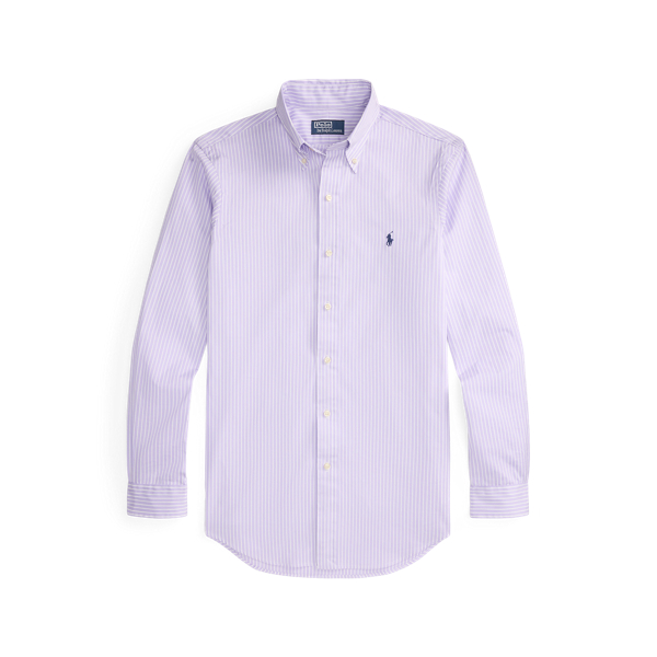 Powder Purple White Custom Fit Striped Poplin Shirt Polo Ralph Lauren 2