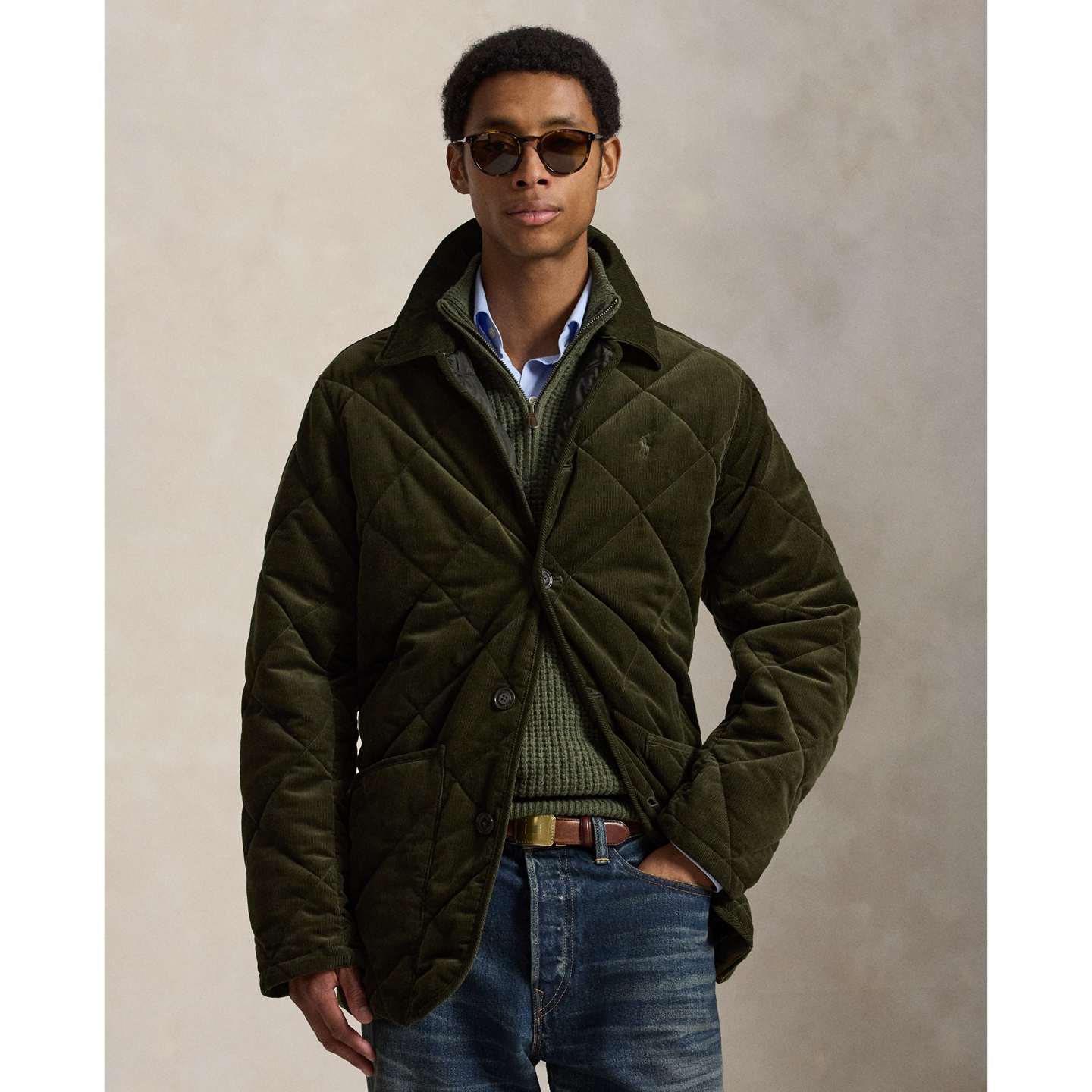 Мужское пальто Polo Ralph Lauren Quilted Corduroy Barn, цвет: Оливковый — фото 5