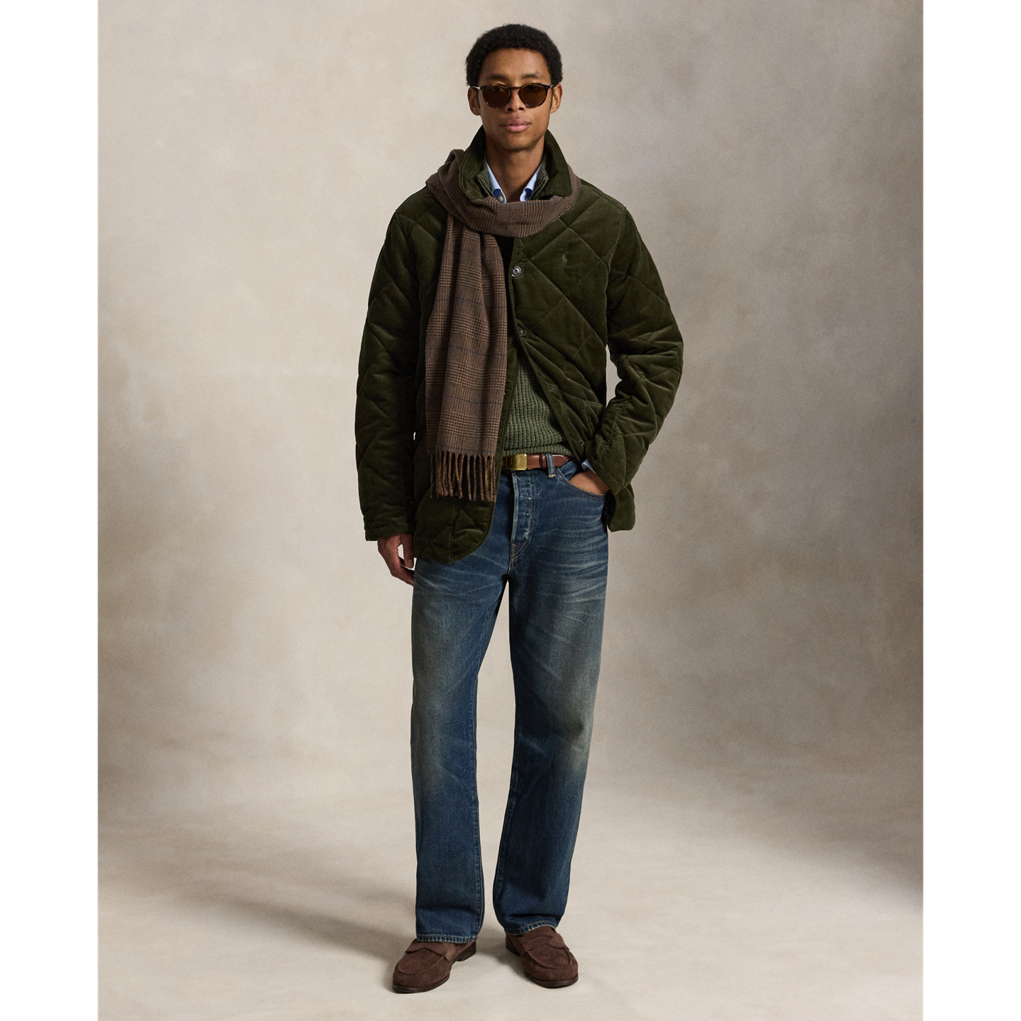 Мужское пальто Polo Ralph Lauren Quilted Corduroy Barn, цвет: Оливковый — фото 4