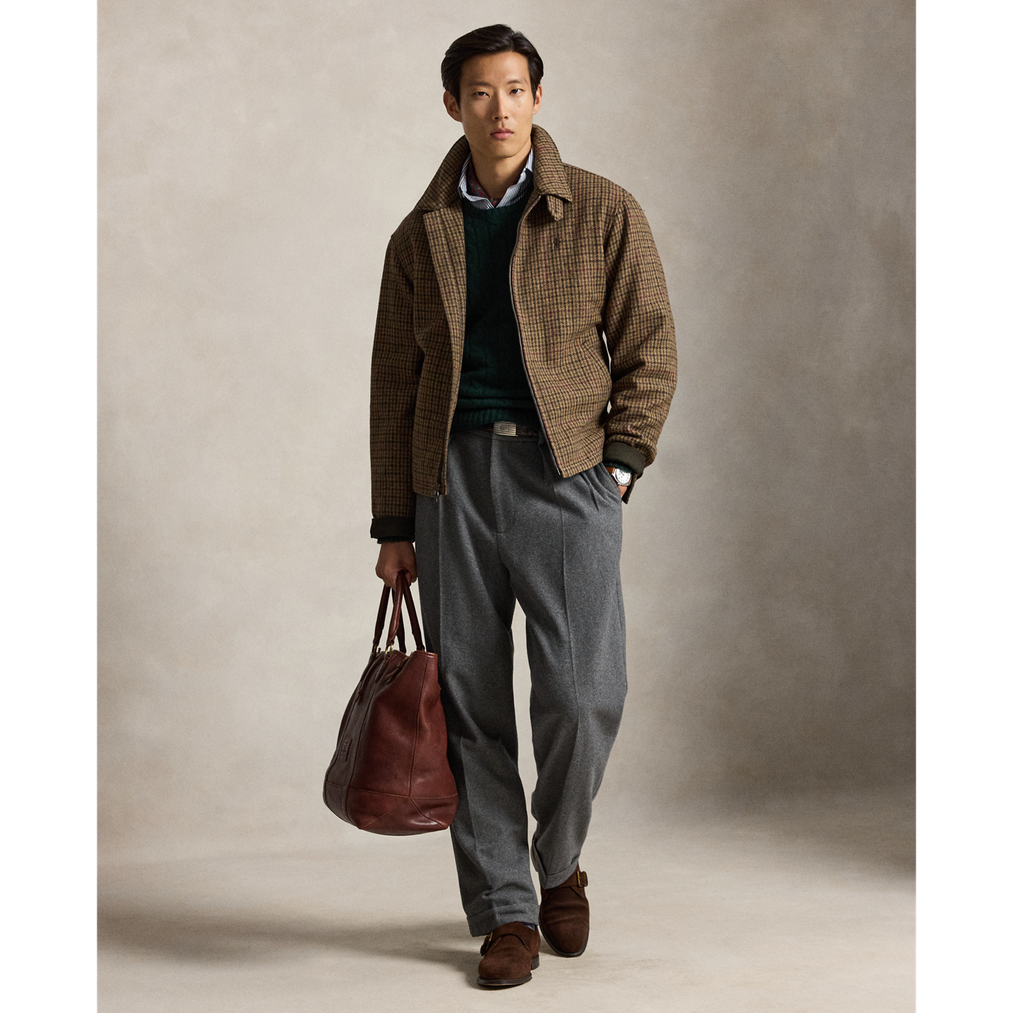 Мужская куртка Ralph Lauren The Langdon Check Tweed, цвет: Тёмно-зелёный клетчатый — фото 1