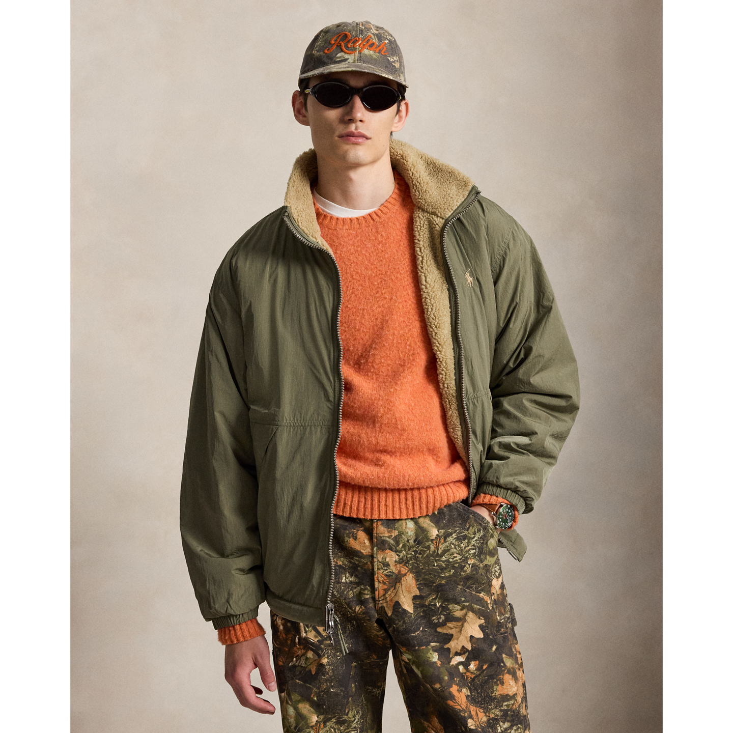 Мужская куртка Ralph Lauren The Rivershore Reversible, цвет: Оливковый / Пустынный хаки — фото 5