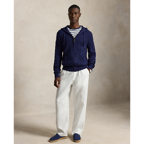 Ralph Lauren Cable-Knit Cotton Hooded Sweater
