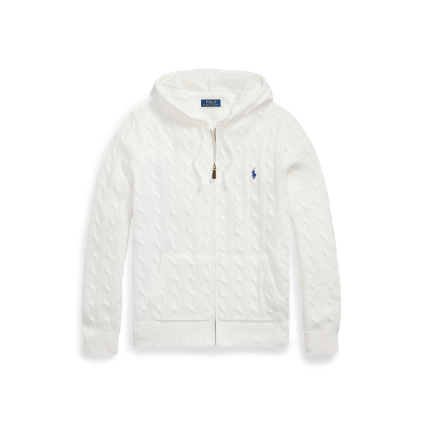 Pull &agrave;&nbsp;capuche en coton torsad&eacute; Polo Ralph Lauren en Blanc 1