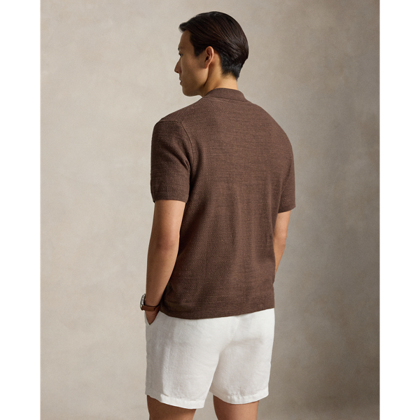 Polo Ralph Lauren 코튼 리넨 숏 슬리브 카디건 너트메그 브라운 헤더 5