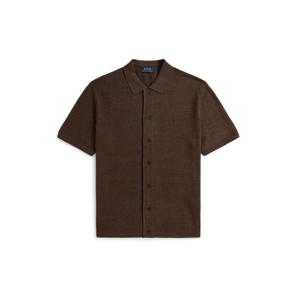 Polo Ralph Lauren 코튼 리넨 숏 슬리브 카디건 너트메그 브라운 헤더 1