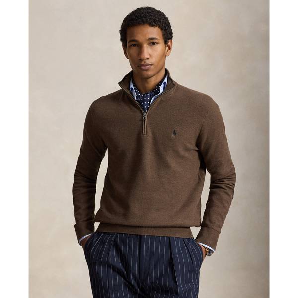 Mesh-Knit Cotton Quarter-Zip Jumper
