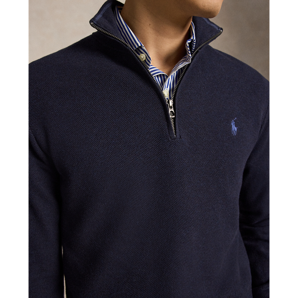 Pull demi-zipp&eacute; en coton piqu&eacute; Polo Ralph Lauren en Marine chin&eacute; 6