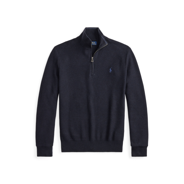 Pull demi-zipp&eacute; en coton piqu&eacute; Polo Ralph Lauren en Marine chin&eacute; 2