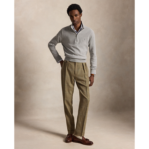 Мужской свитер Ralph Lauren Mesh-Knit Cotton Quarter-Zip, цвет: Меланжевый