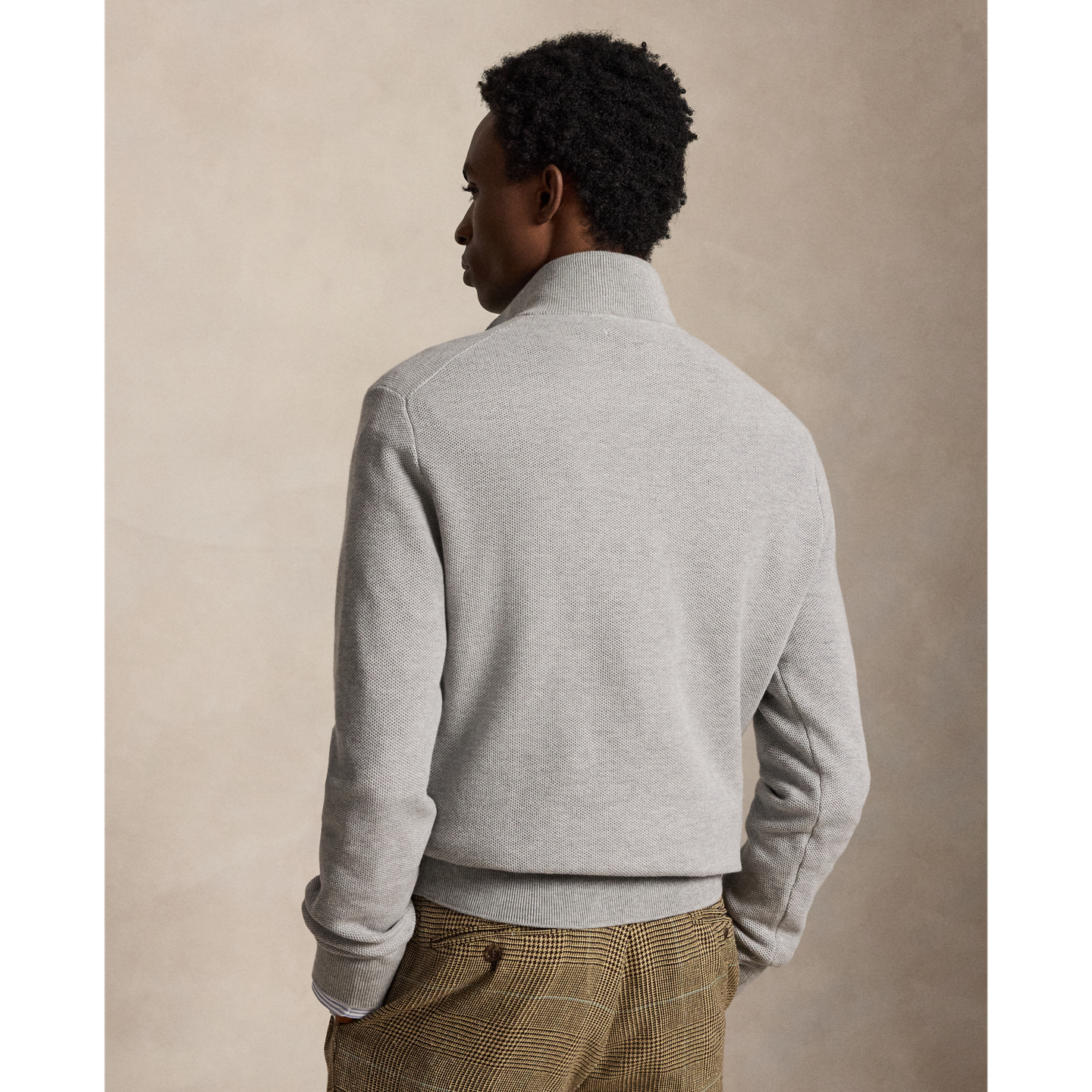 Мужской свитер Ralph Lauren Mesh-Knit Cotton Quarter-Zip, цвет: Меланжевый — фото 2