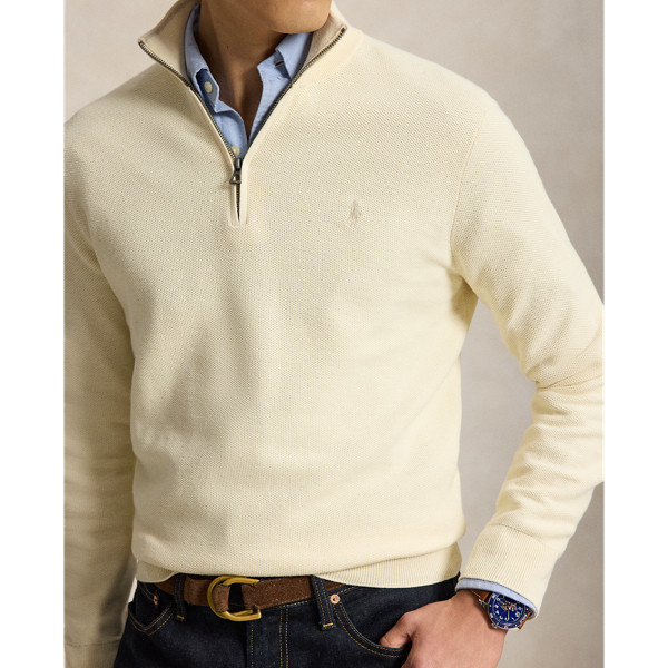 Andover Cream Mesh-Knit Cotton Quarter-Zip Jumper Polo Ralph Lauren 6