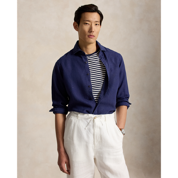 Newport Navy Classic Fit Linen Shirt Polo Ralph Lauren 1
