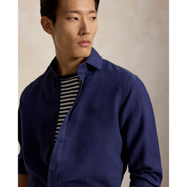Newport Navy Classic Fit Linen Shirt Polo Ralph Lauren 5