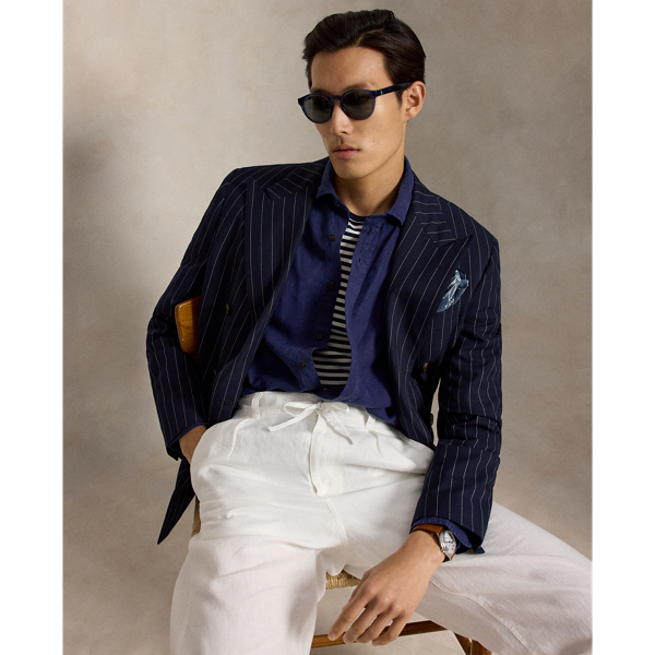 Newport Navy Classic Fit Linen Shirt Polo Ralph Lauren 6