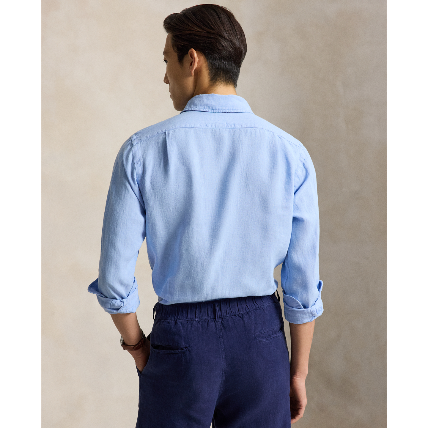 Мужская рубашка Ralph Lauren Classic Fit Linen, цвет: Синий — фото 2