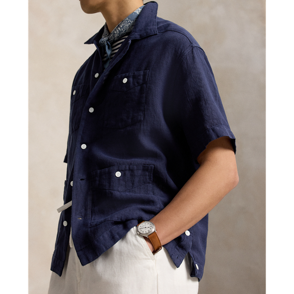 Newport Navy Classic Fit Linen-Cotton Shirt Polo Ralph Lauren 6